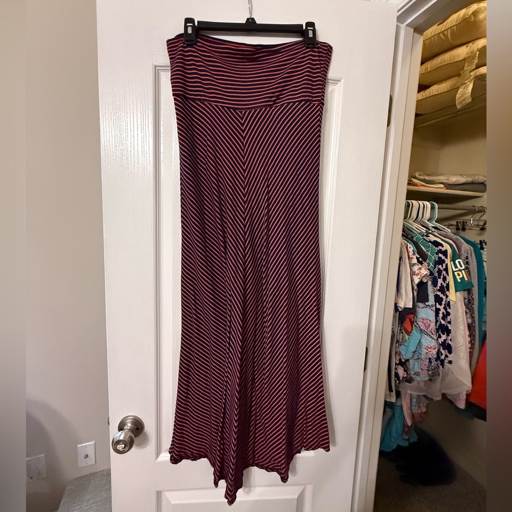 Bohemian blue & orange striped Maxi Skirt